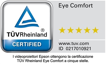 I videoproiettori Epson ottengono la certificazione TÜV Rheinland Eye Comfort a cinque stelle